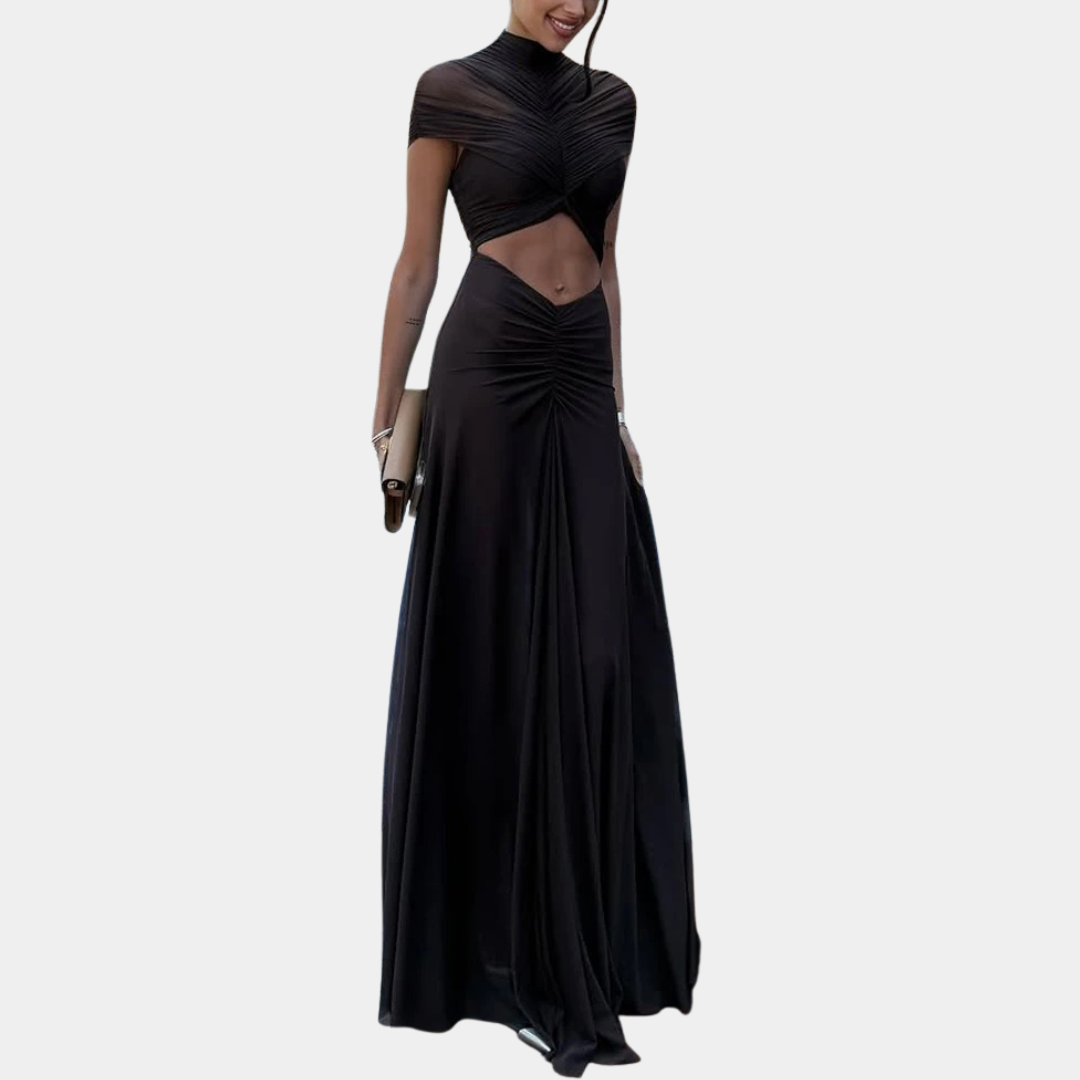 Murphy Mode | Halter Neck Pleated Maxi Dress for Women