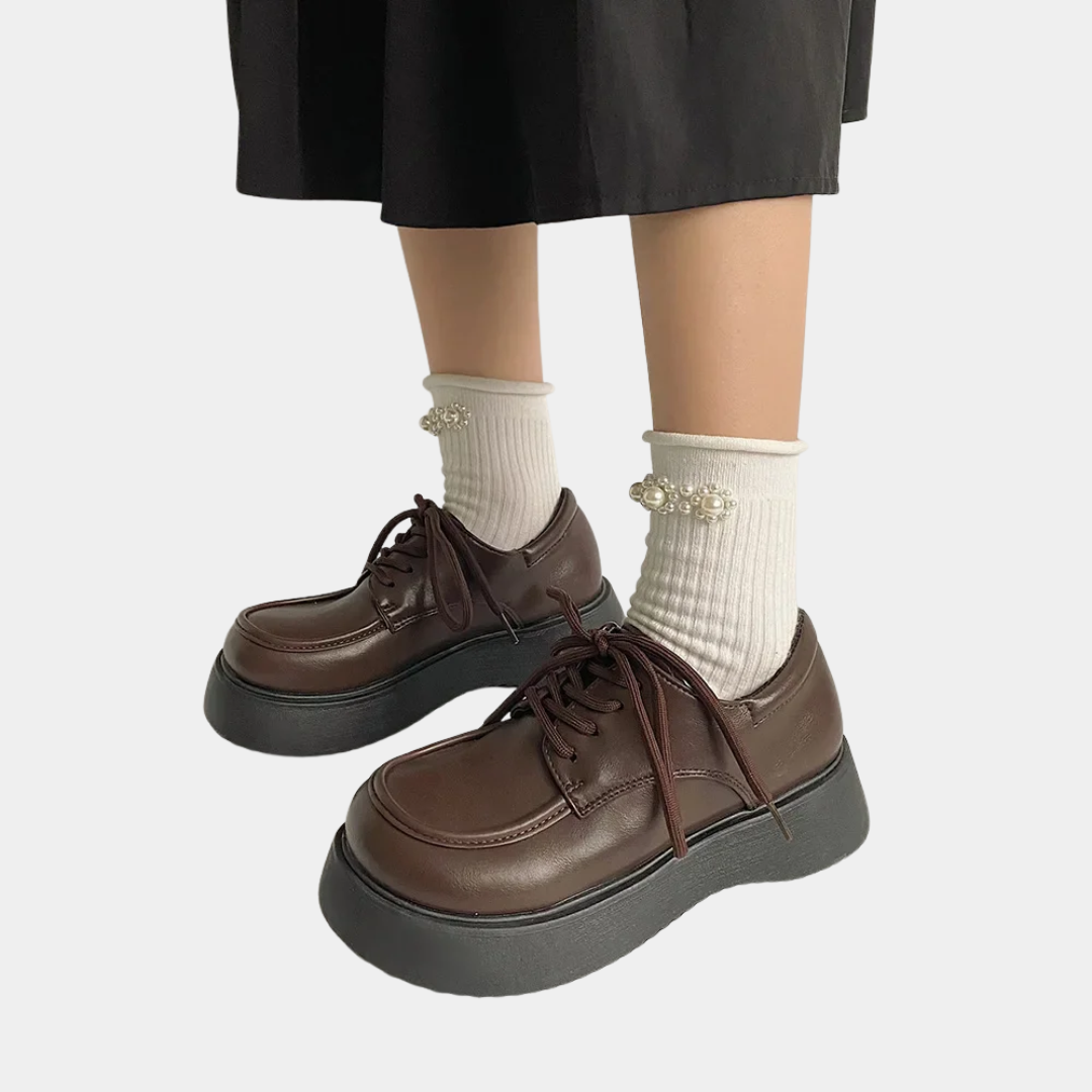 Murphy Mode | Women’s Leather Lace-Up Flats Shoes