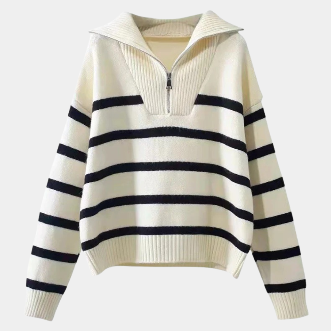 Murphy Mode | Women’s Zipper Striped Sweater