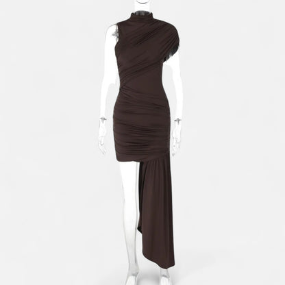 Murphy Mode | Women's Draped Mini Dress Turtleneck Sleeveless
