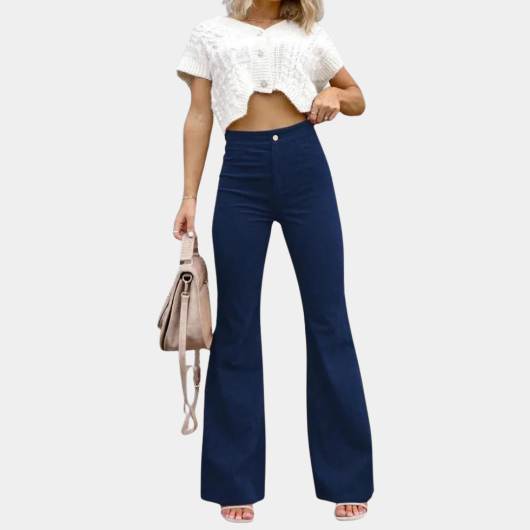 Murphy Mode | Women’s Mid-Waist Corduroy Bell-Bottom Pants