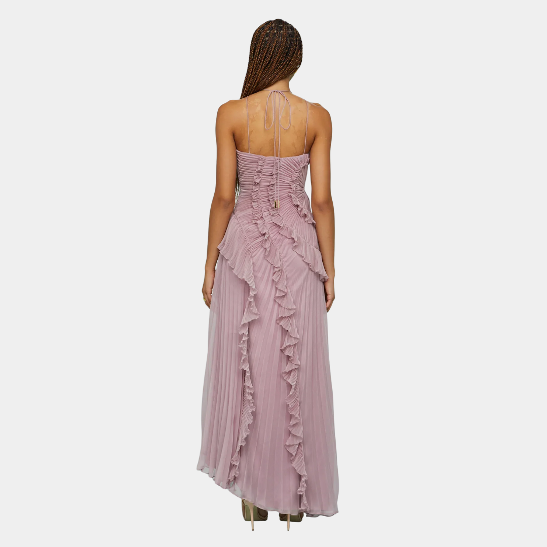 Murphy Mode | Halter Neck Pleated Maxi Dress for Women
