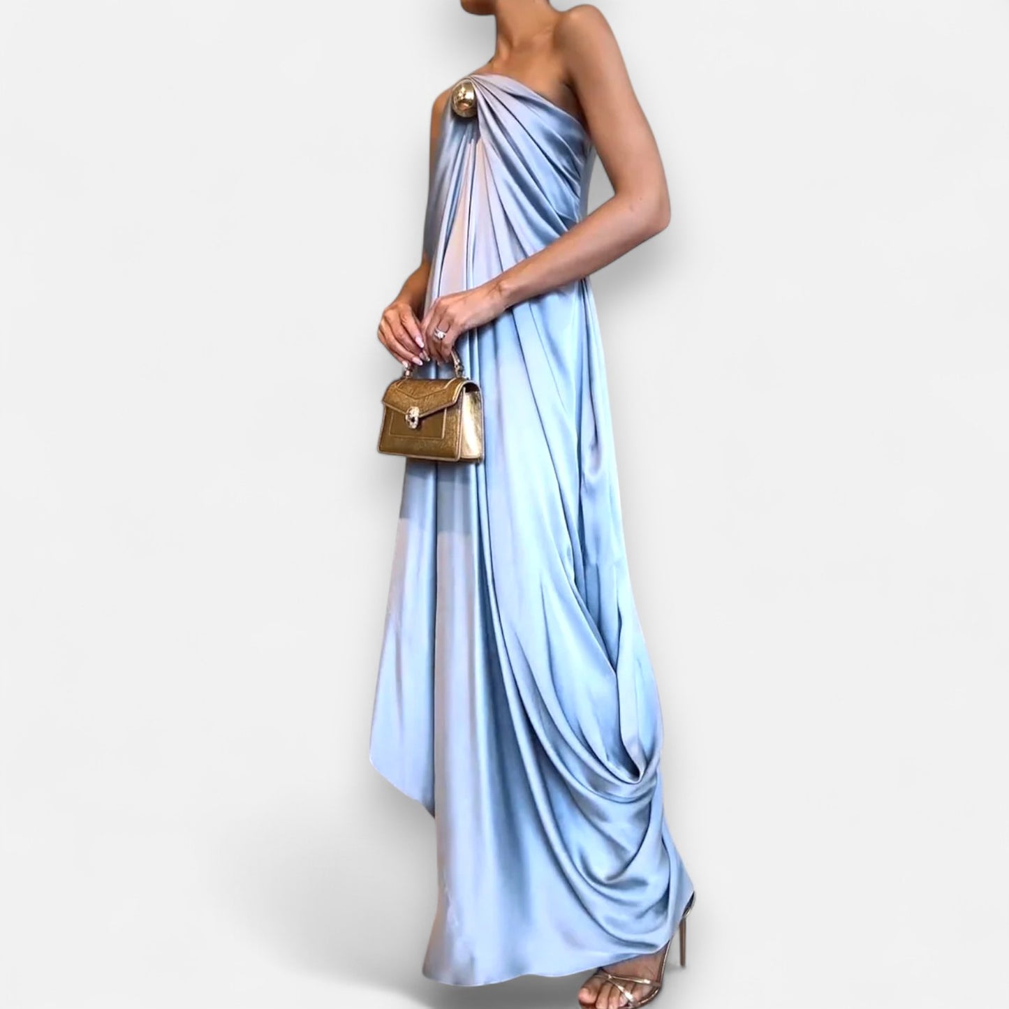 Murphy Mode | Women’s Irregular-Drape Tube Top Evening Dress