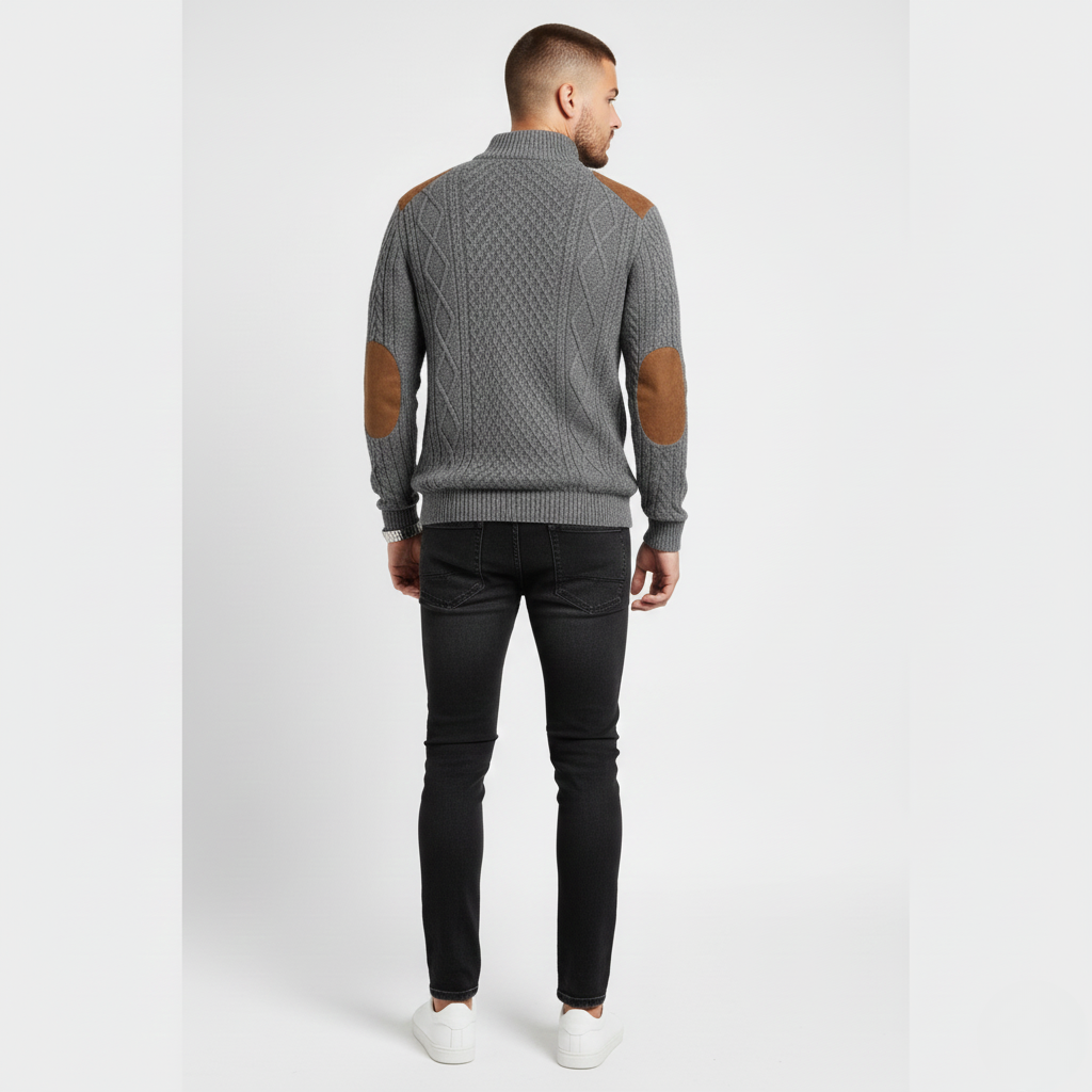 Men’s Stand Collar Jacquard Sweater