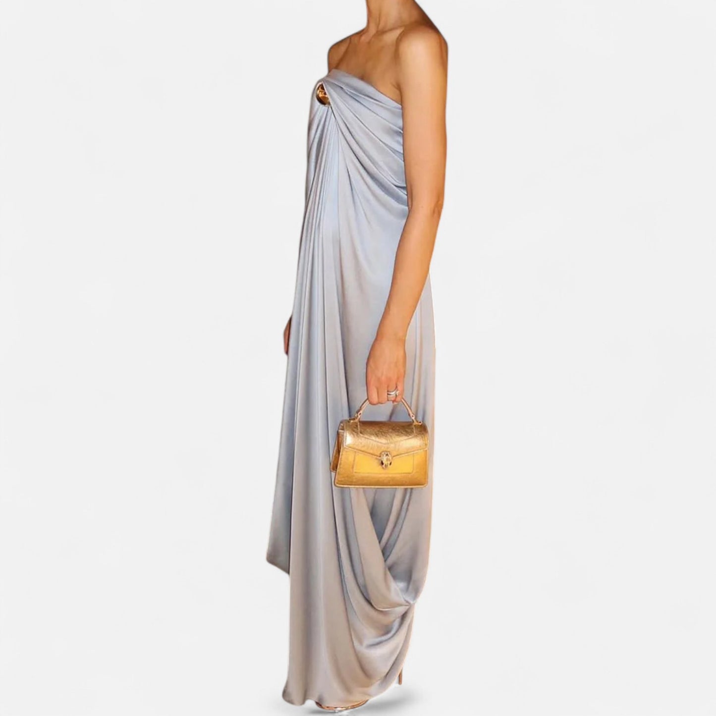 Murphy Mode | Women’s Irregular-Drape Tube Top Evening Dress