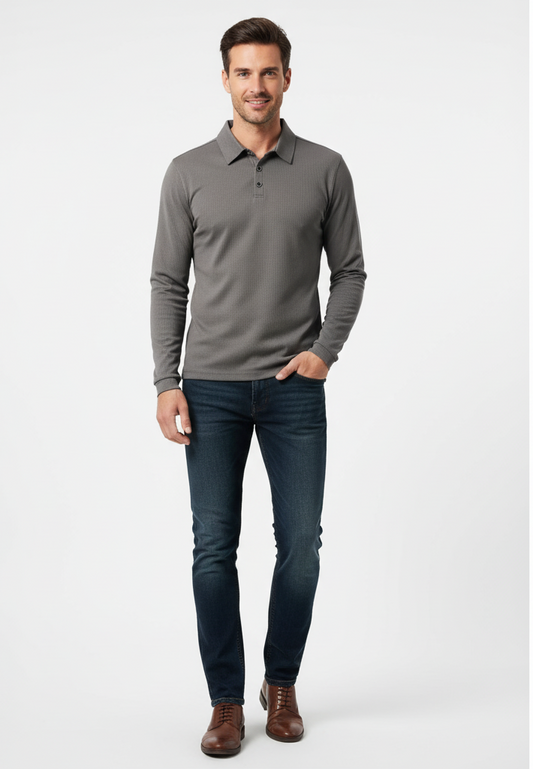 Murphy Mode | Men’s Long Sleeve Slim Fit Polo Shirt