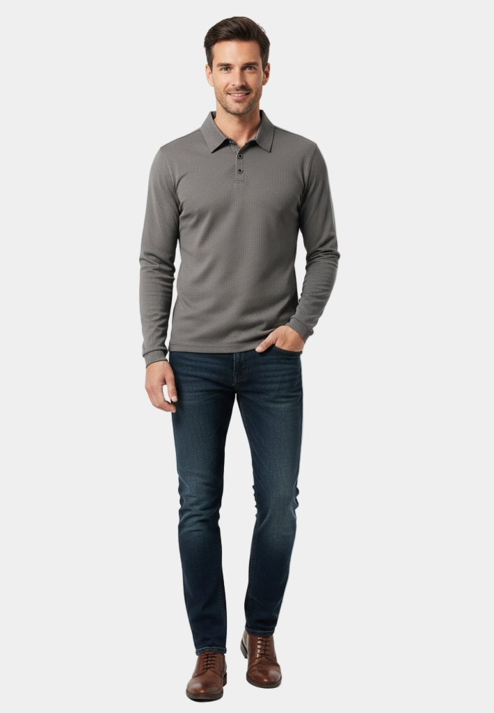 Murphy Mode | Men’s Long Sleeve Slim Fit Polo Shirt