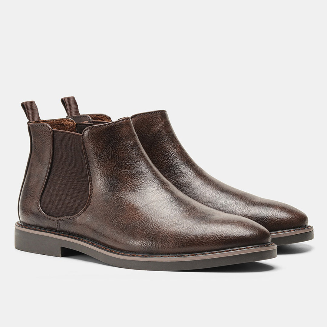 MurphyMode| Chelsea Boots Men Brown Leather Ankle Smart Casual