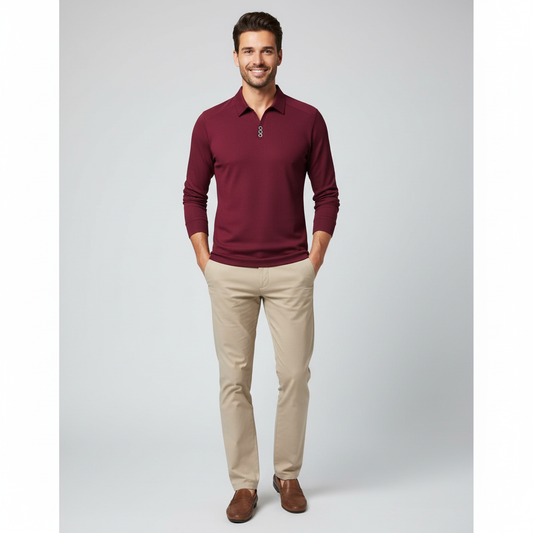 Murphy Mode | Men’s Long Sleeve Slim Fit Polo Shirt