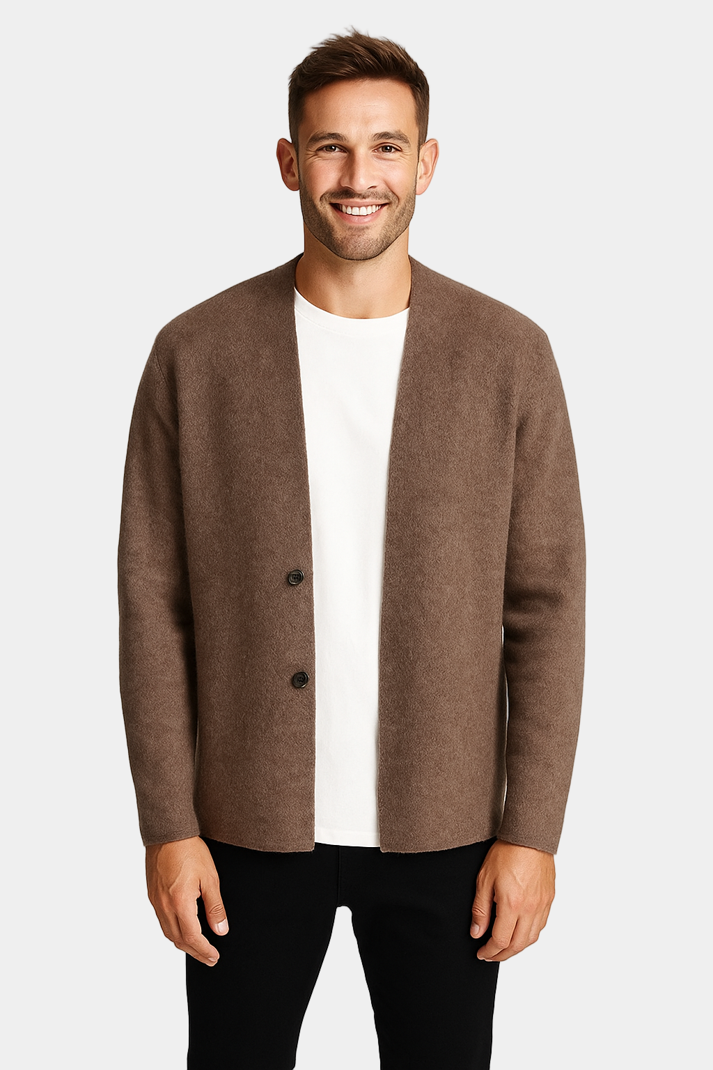MurphyMode| Long Cardigan Men Wool Double Button Smart Longline