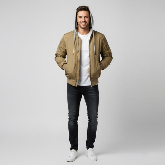 Murphy Mode | Men’s Hooded Bomber Jacket with Pockets