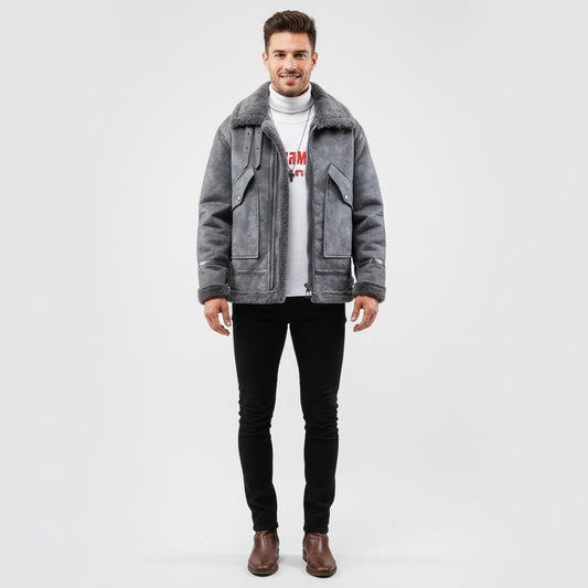 Murphy Mode | Men’s Suede Leather Jacket with Fur Collar