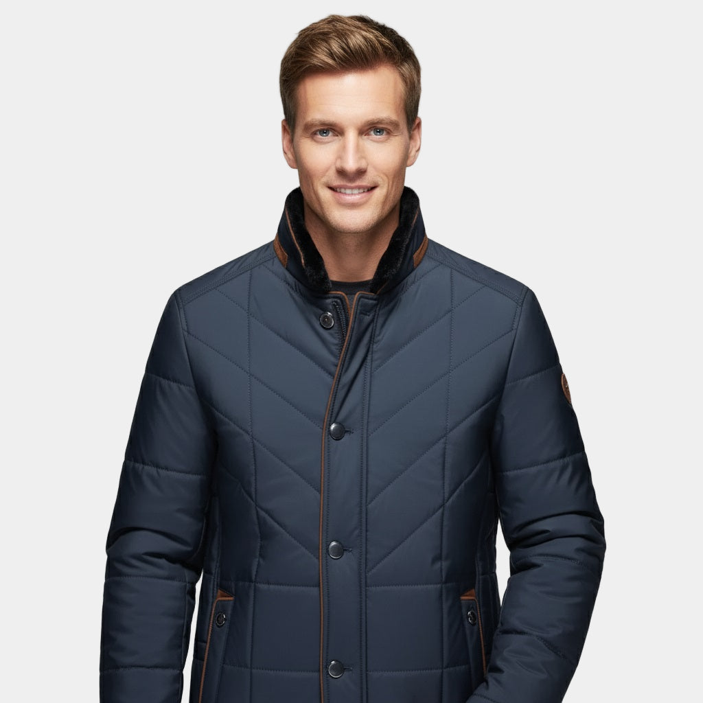 MurphyMode| Quilted Jacket Men Padded Winter Casual Lightweight Navy