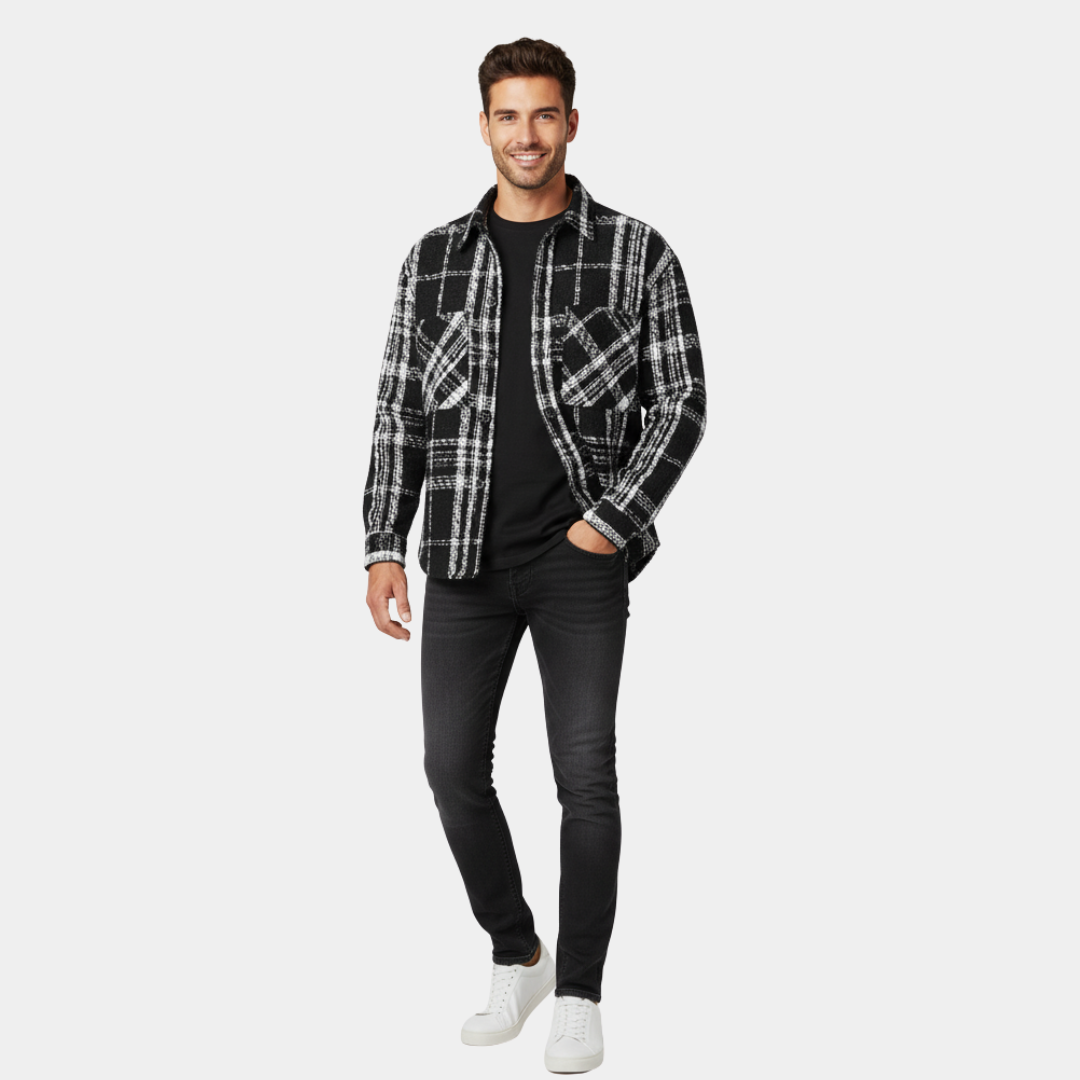 Murphy Mode | Men’s Woolen Plaid Shirt with Lapel Collar