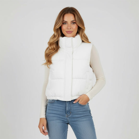 Murphy Mode | Women Zipper Vest Jacket with Stand Collar