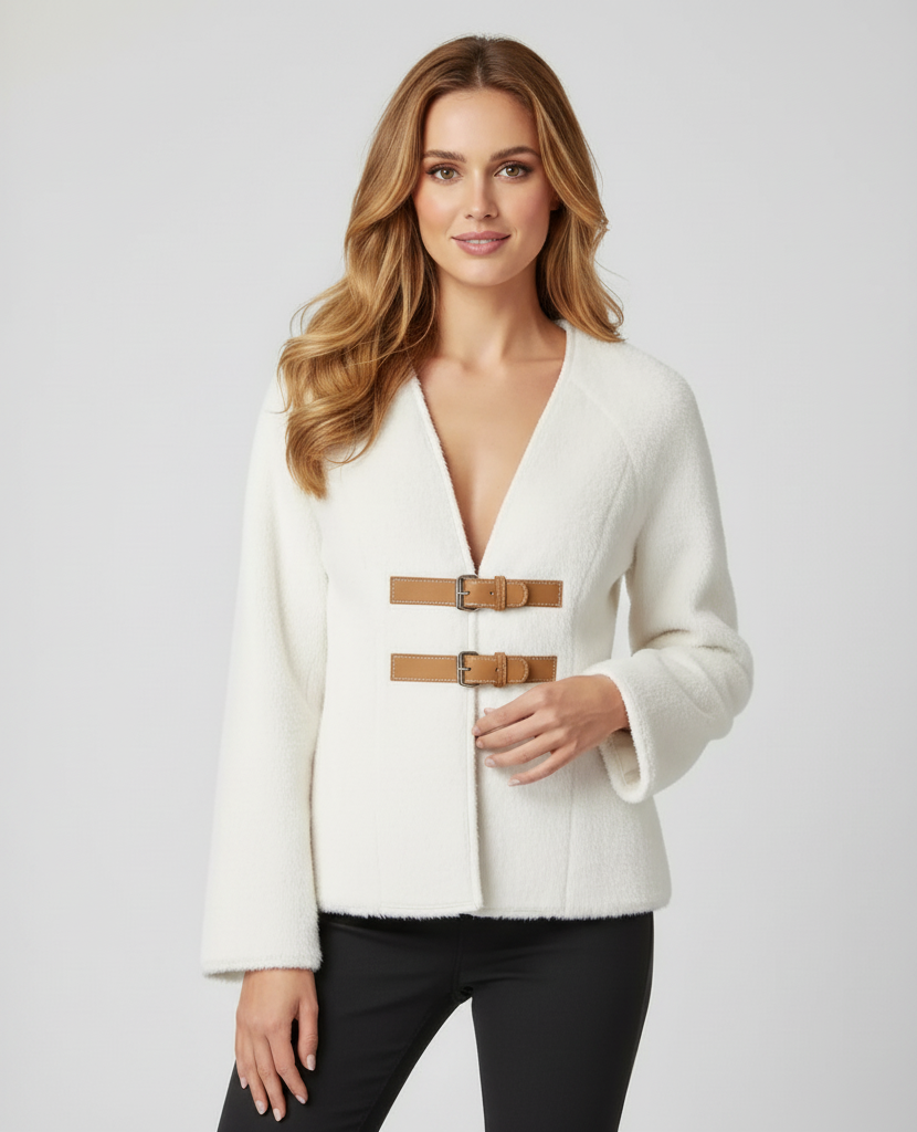 Murphy Mode | Women’s Buckle Front Faux Fur Jacket