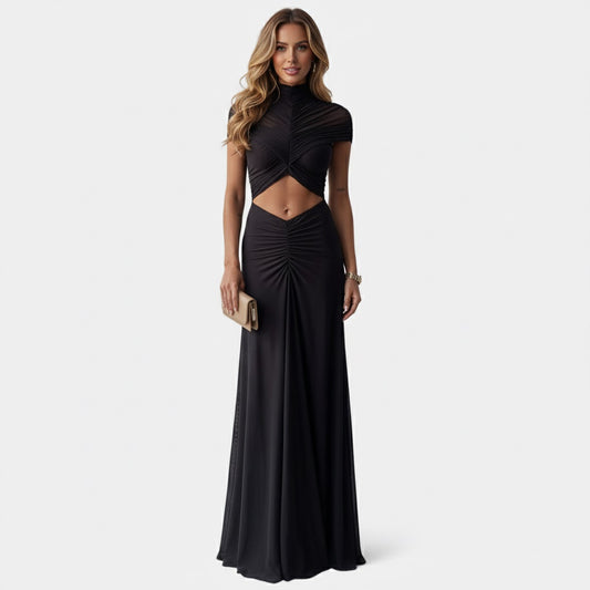 Murphy Mode | Women’s Half Turtleneck Cut-Out Evening Dress