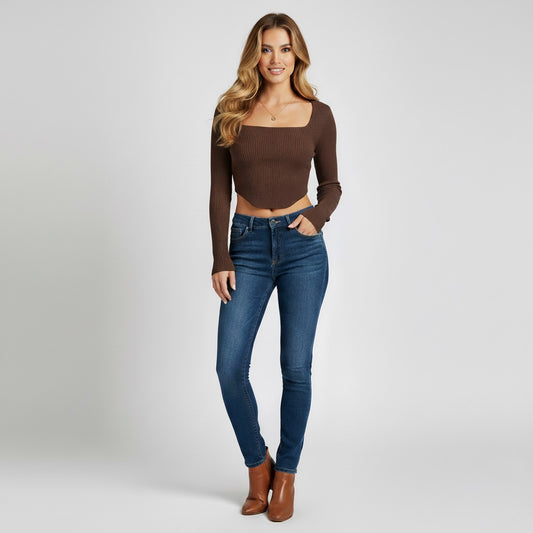 Murphy Mode | Women’s Rib Knitted Slim Fit Crop Top