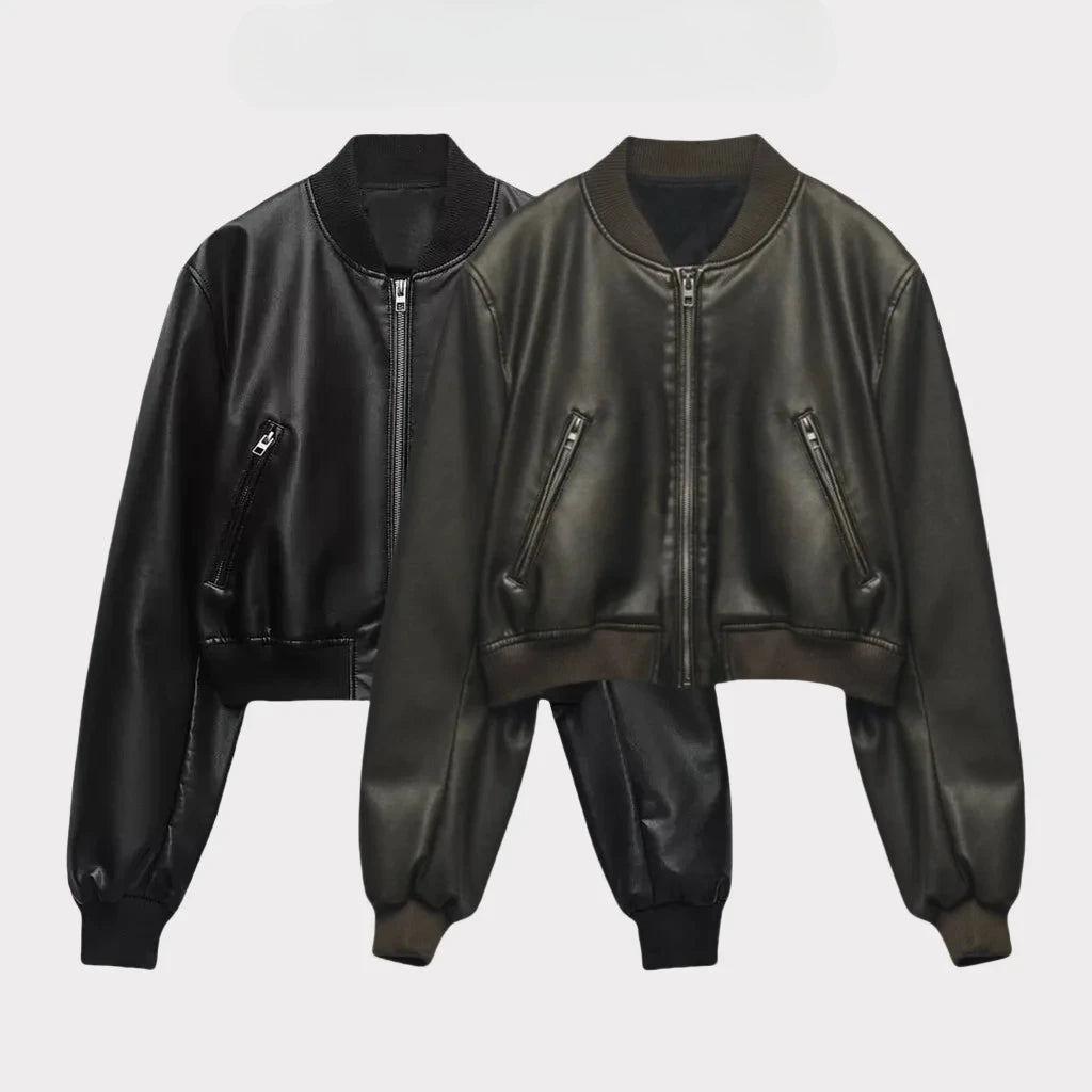 Murphy Mode | Women’s Stand Up Collar Leather Jacket