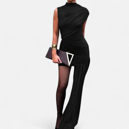 Murphy Mode | Women's Draped Mini Dress Turtleneck Sleeveless